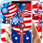 usa flag zipper lock screen android application logo